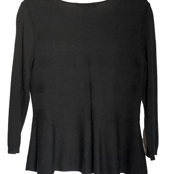 ANN TAYLOR LOFT Black Wool Blend Ribbed Peplum Sweater Medium - Picture 3 of 12